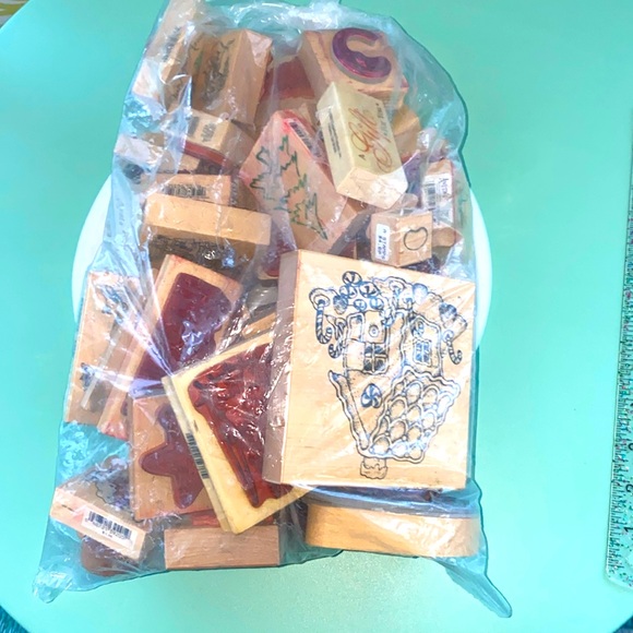 Wood Mounted Rubber Stamps Lot - Picture 1 of 3